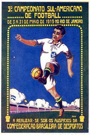 3º Campeonato Sul-Americano de Football 문구가 적힌 1919년 대회 공식 포스터