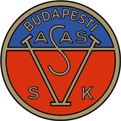 BUDAPESTI VASAS 글자와 VSK 문자가 든 원형 버셔시 문장