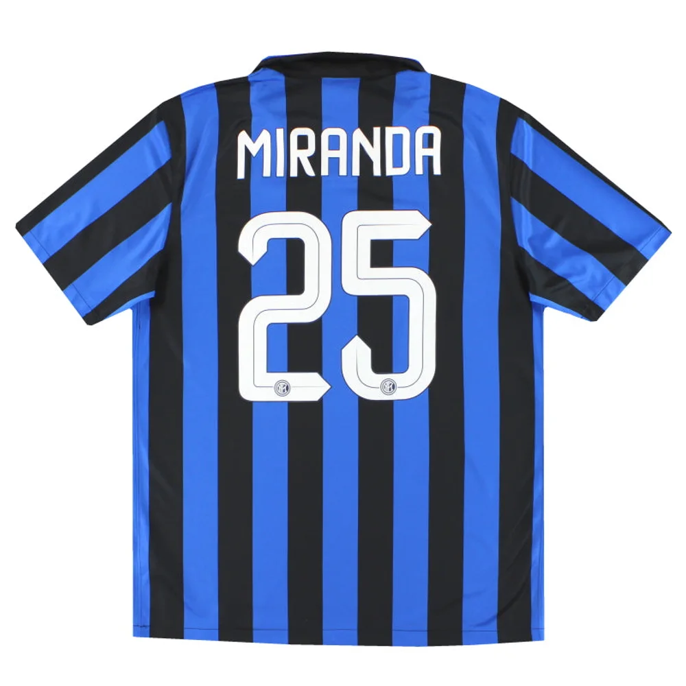 MIRANDA 25 마킹이 있는 인터 밀란 2015/16 Nike 홈 유니폼 빈티지 실물 뒷면