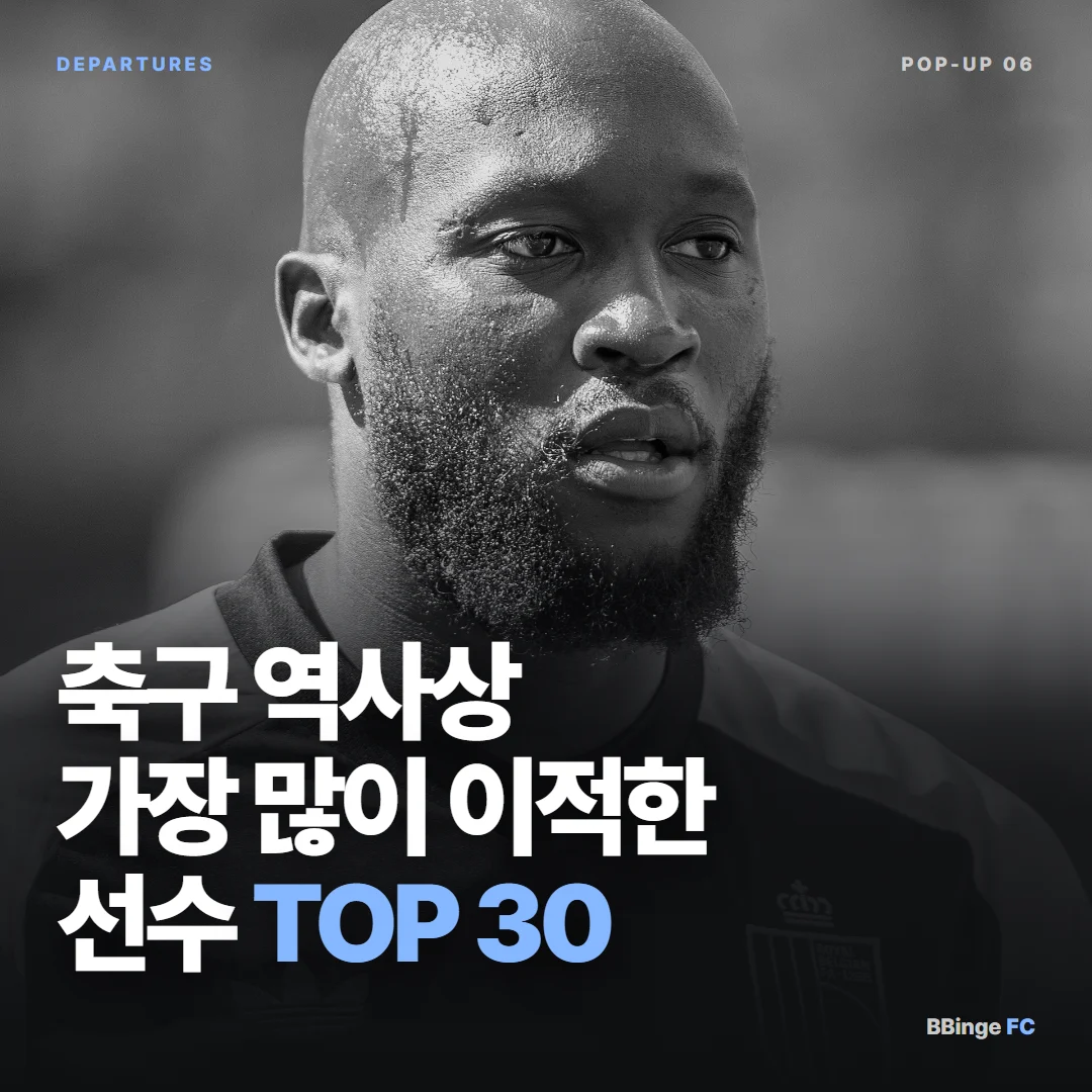 축구 역사상 가장 많이 이적한 선수 TOP 30 팝업 카드