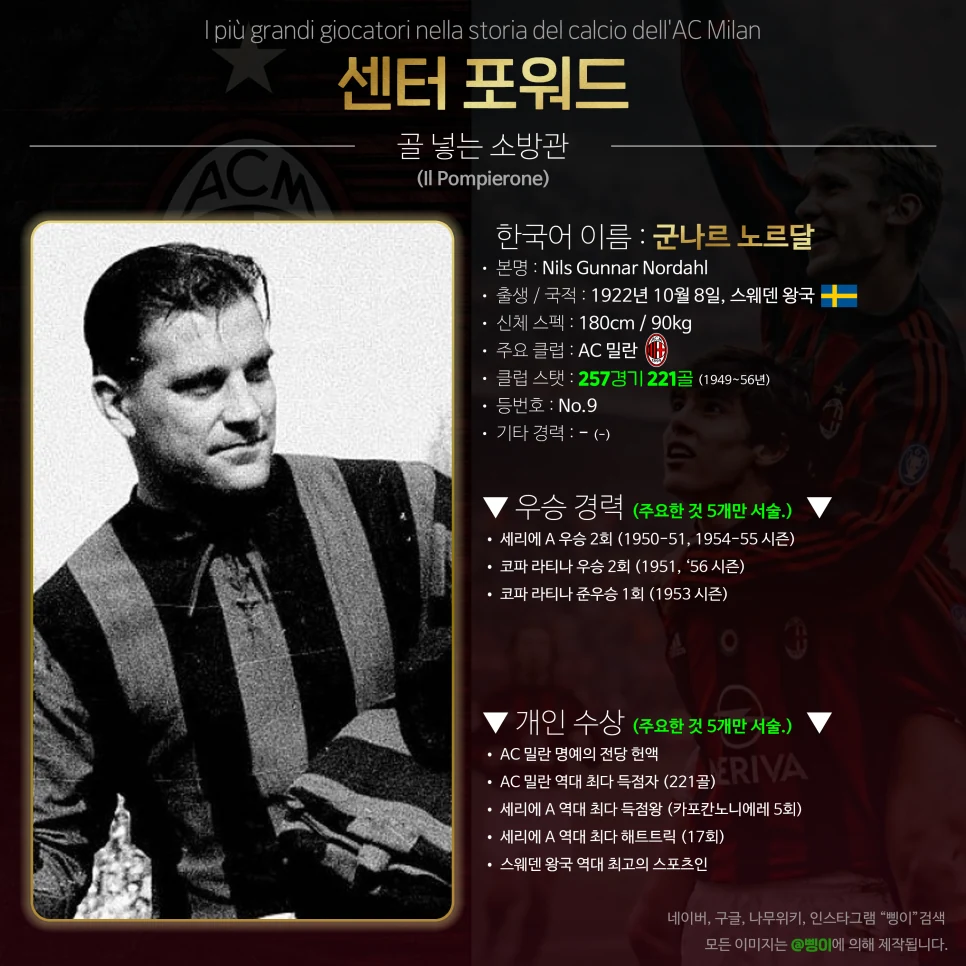 군나르 노르달 센터 포워드 상세 정보 디자인