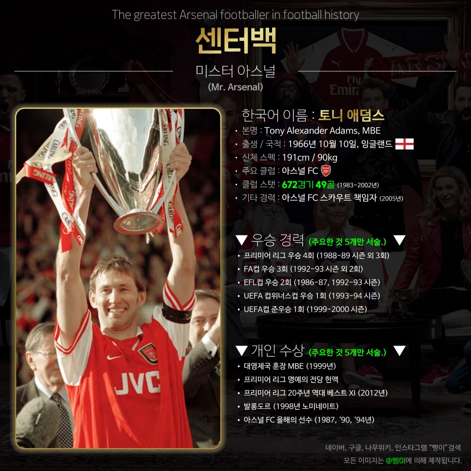 토니 애덤스 센터백 상세 정보 디자인