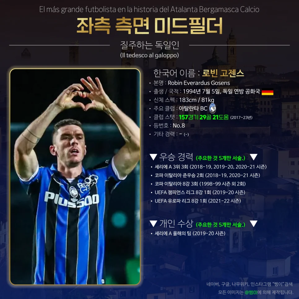 로빈 고젠스 왼쪽 윙백 상세 정보 디자인