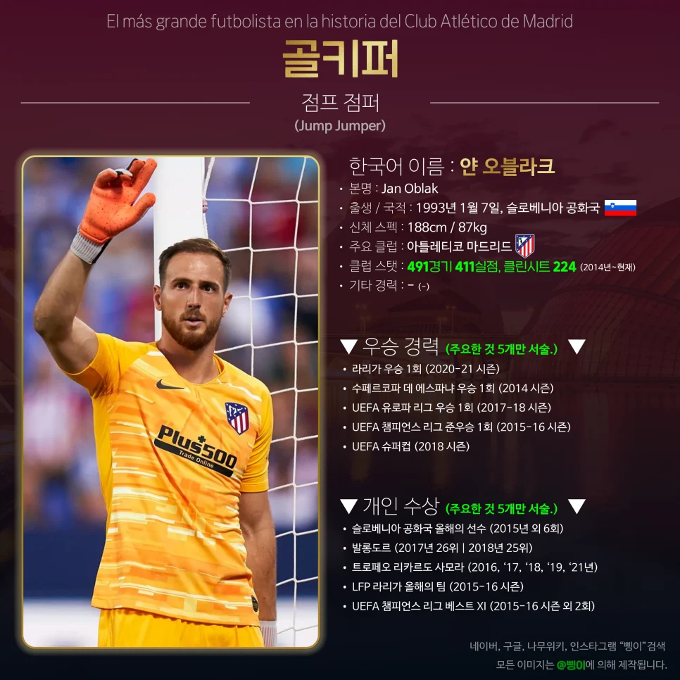 얀 오블라크 골키퍼 상세 정보 디자인