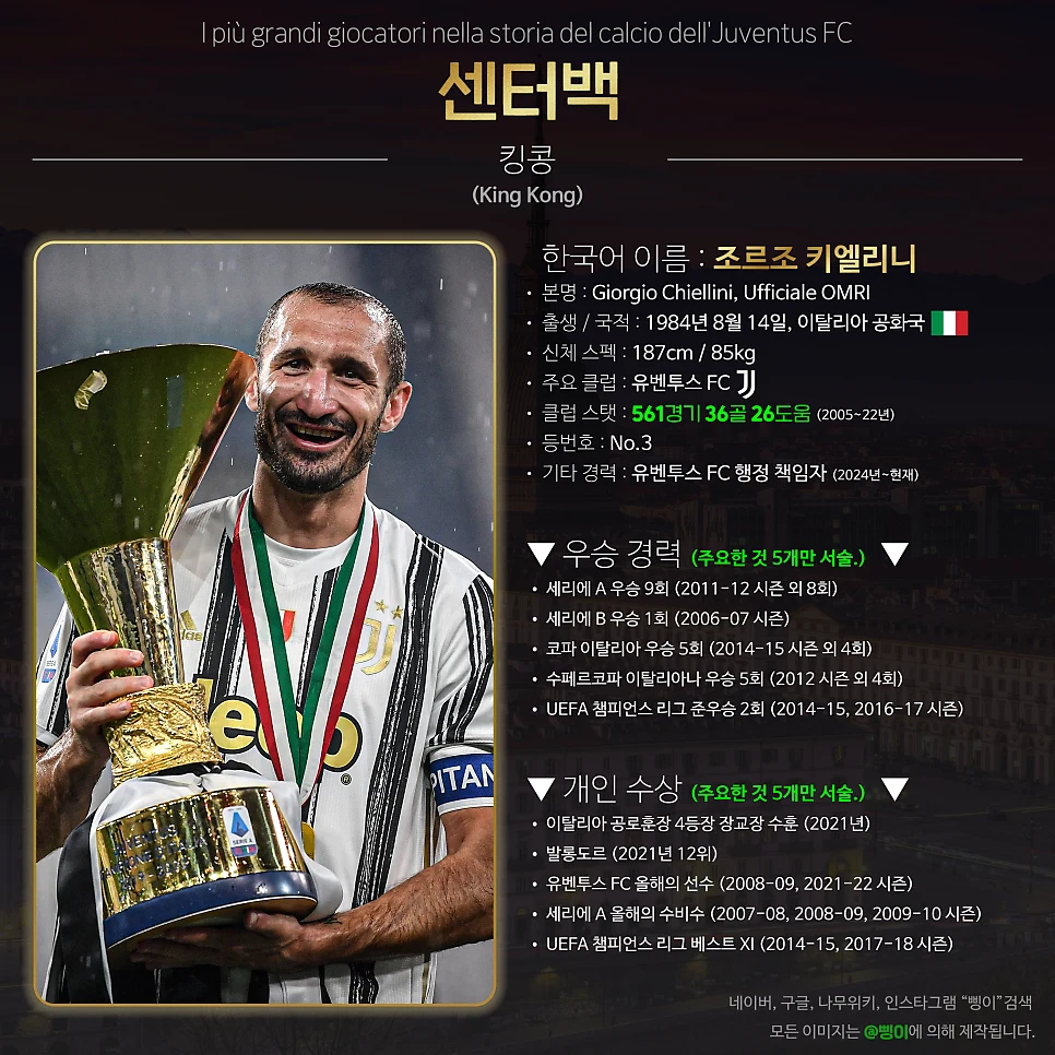 조르조 키엘리니 센터백 상세 정보 디자인