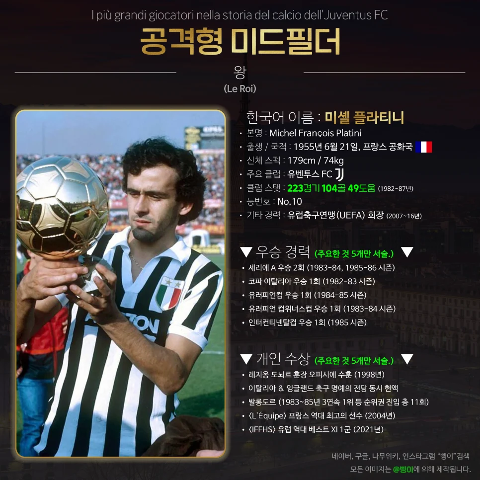 미셸 플라티니 공격형 미드필더 상세 정보 디자인