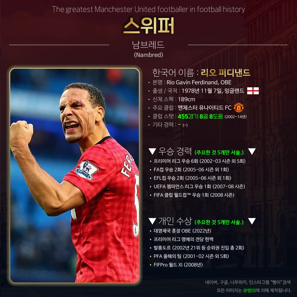 리오 퍼디낸드 스위퍼 상세 정보 디자인