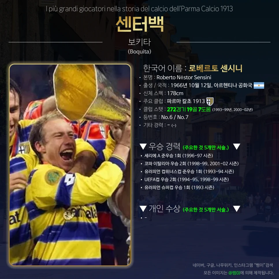 로베르토 센시니 센터백 상세 정보 디자인