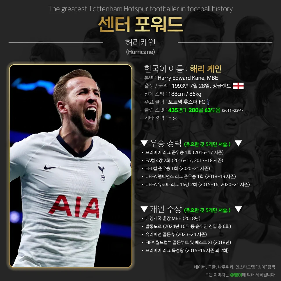 해리 케인 센터 포워드 상세 정보 디자인