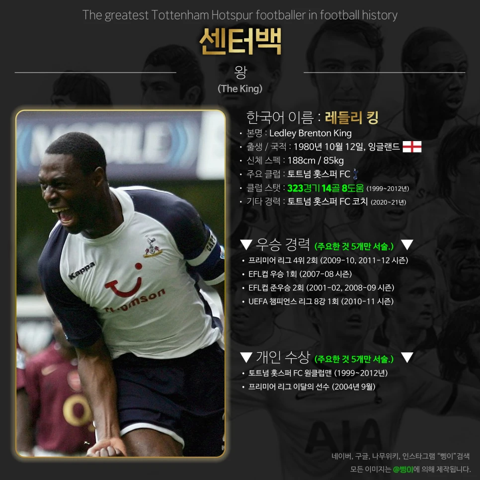 레들리 킹 센터백 상세 정보 디자인