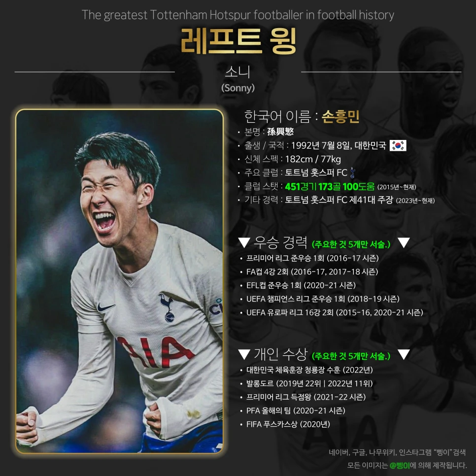 손흥민 레프트 윙 상세 정보 디자인